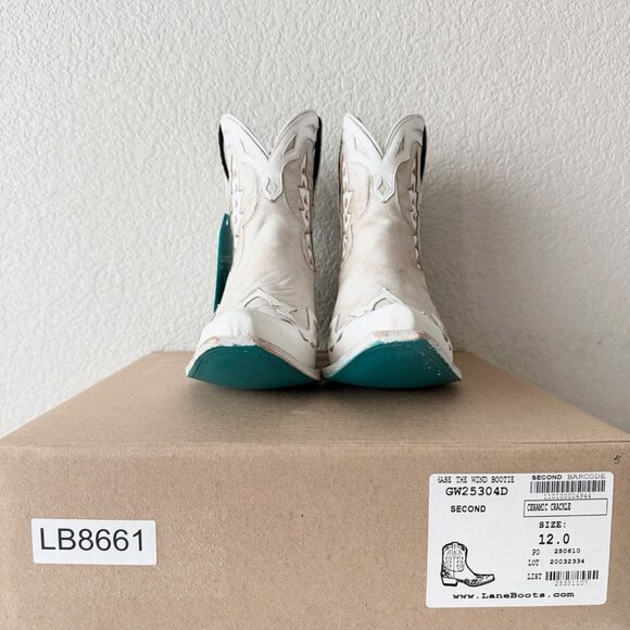 Lane CHASE THE WIND Womens Cowboy Bootie 12 Western Short White Cowgirl Boots - Picture 10 of 11